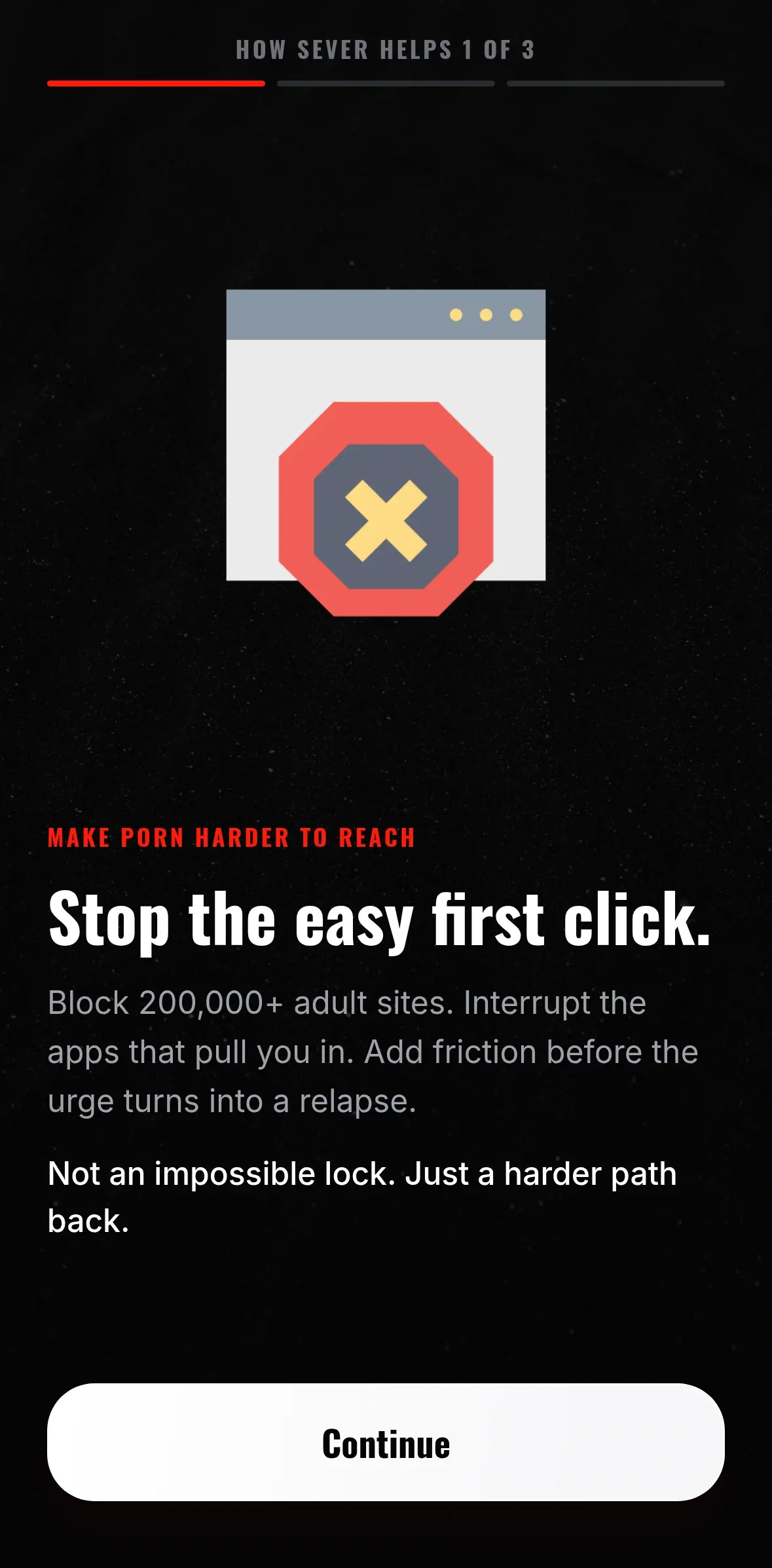 SEVER screen: stop the easy first click, block 200,000+ adult sites