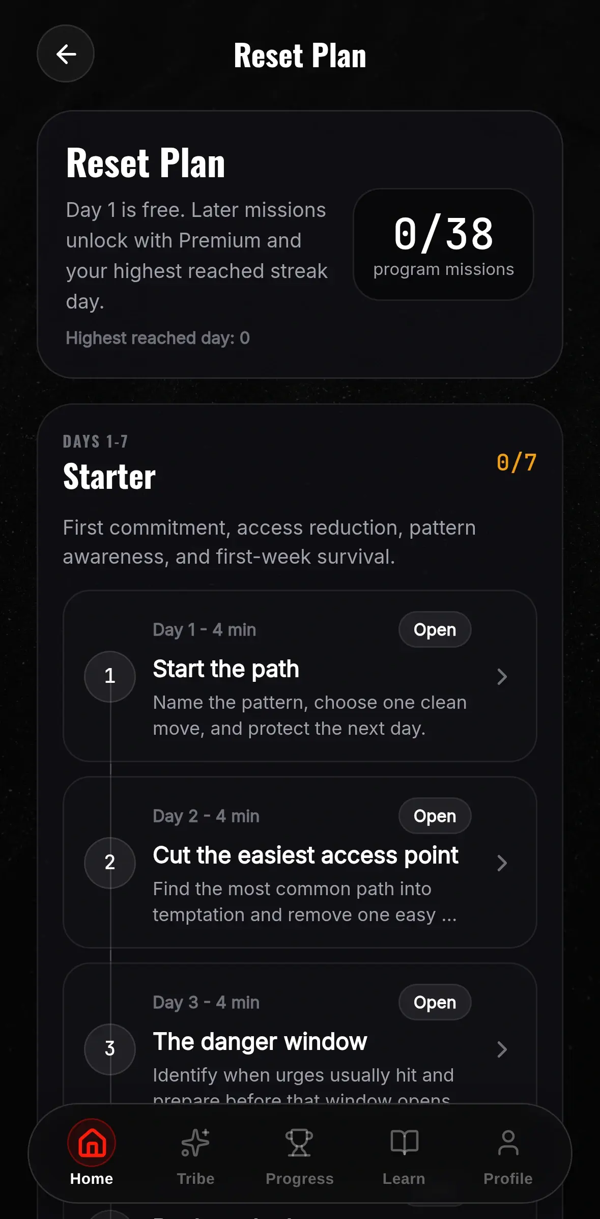 SEVER Reset Plan with starter missions for the first week